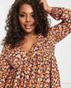 Yours Yours long sleeve peplum blouse in black floral - 3