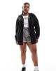 Yours Yours raglan zip through hoodie in black - 1
