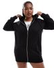 Yours Yours raglan zip through hoodie in black - 2