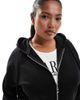 Yours Yours raglan zip through hoodie in black - 3