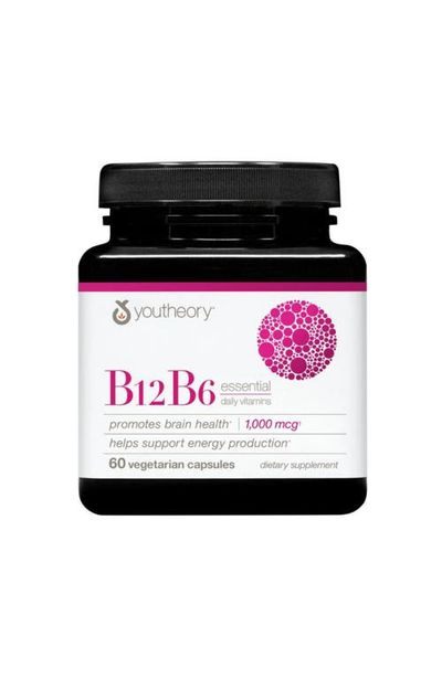 Youtheory Youtheory Vegan B12 and B6 Brain Health Energy Support Supplement 60 Vegetarian Capsules