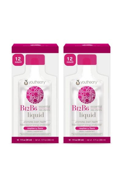 Youtheory Youtheory Vitamin B12 B6 Daily Energy and Brain Support Supplement Liquid Raspberry 12 Count 1oz