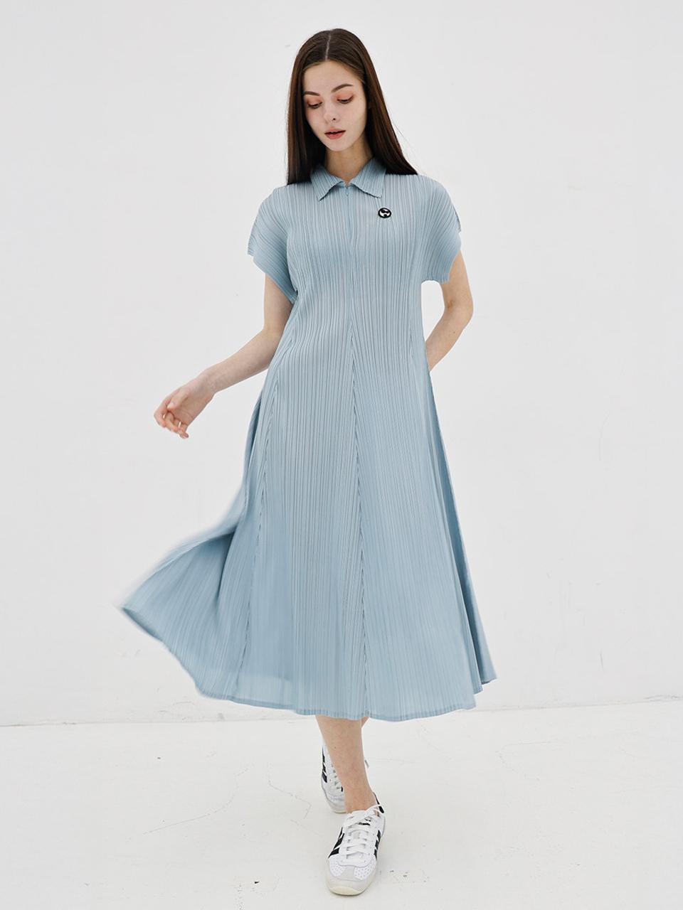 yoyoyoy Classic Collar Short Sleeve Dress [Sky Blue]