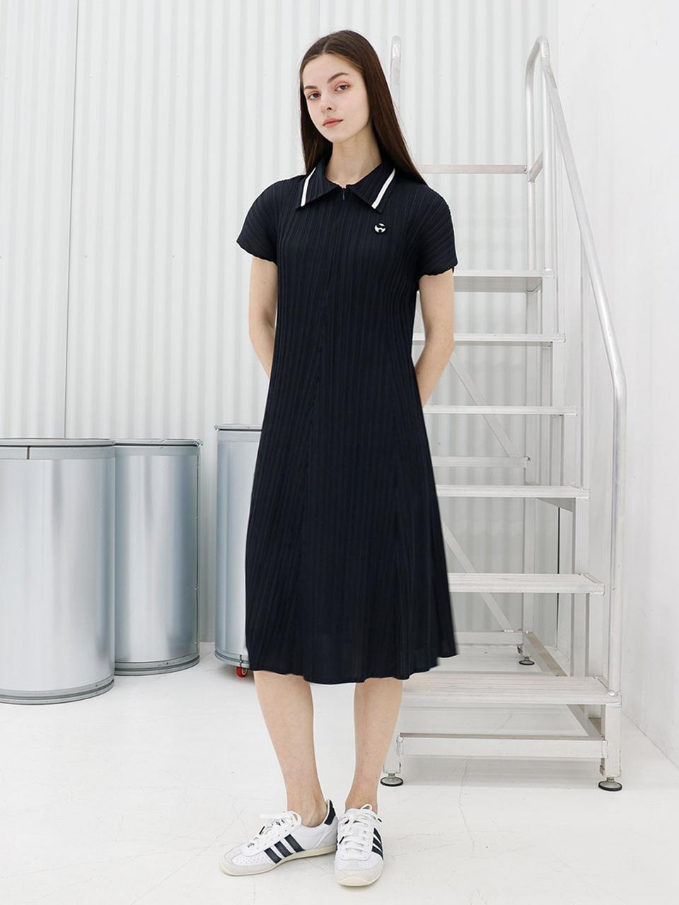 yoyoyoy Color Block Short-Sleeve Dress [Black]