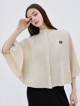 yoyoyoy Half-neck Mini Cape Blazer [Light Beige]