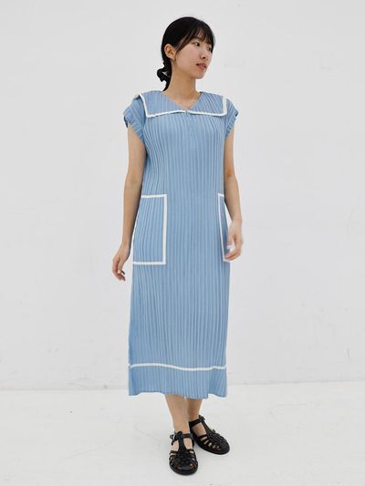 yoyoyoy Marine Collar Zip-Up Dress [Sky Blue]