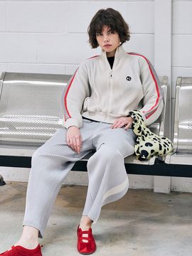 yoyoyoy Pleated Contrast Lightweight Zip-up [Ivory]