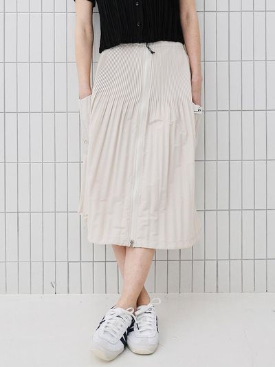 yoyoyoy Utility Pocket Zip-Up Long Skirt [Light Beige]