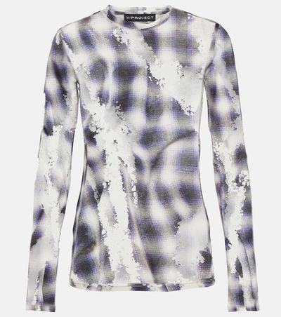Y/Project Y/Project Checked sheer devorÃ© top