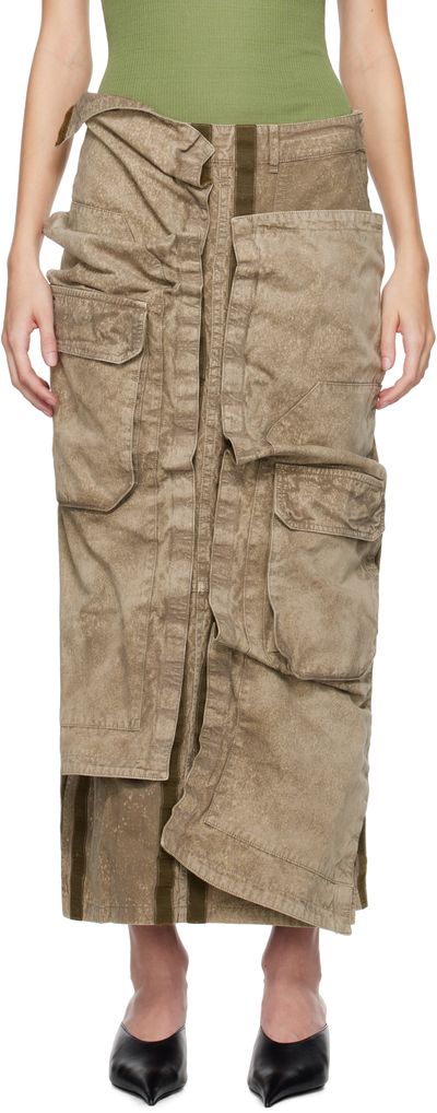 Y/Project Y/Project Khaki Cargo Pocket Midi Skirt