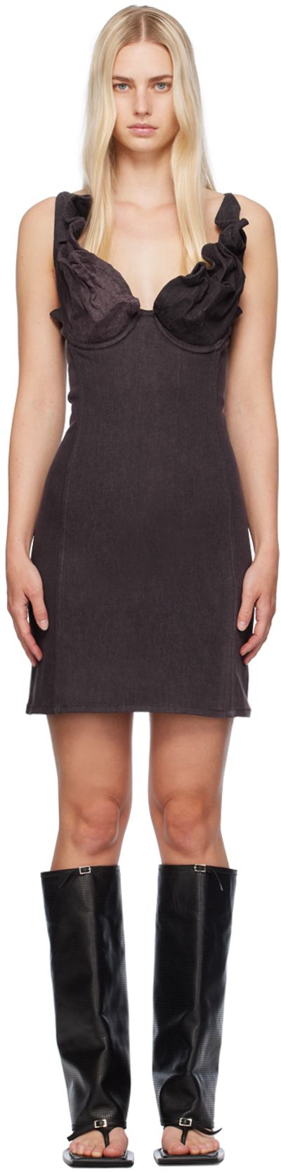 Y/Project Y/Project Purple Plunging Neck Denim Minidress