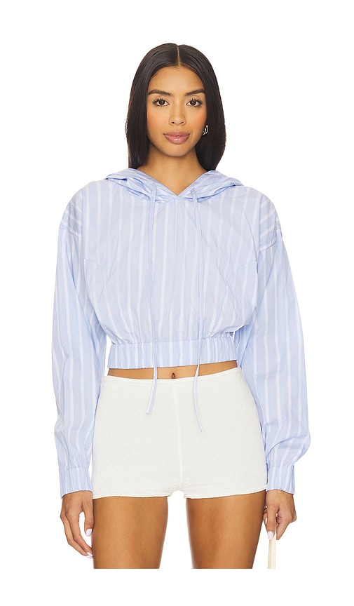 Yuhan Wang - Blue Stripe Hoodie Top