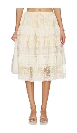 Yuhan Wang Yuhan Wang Tiered Lace Ruffle Skirt