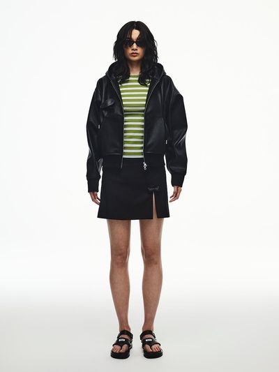 YUJI MIA RIBBON SLIT SKIRT [BLACK]
