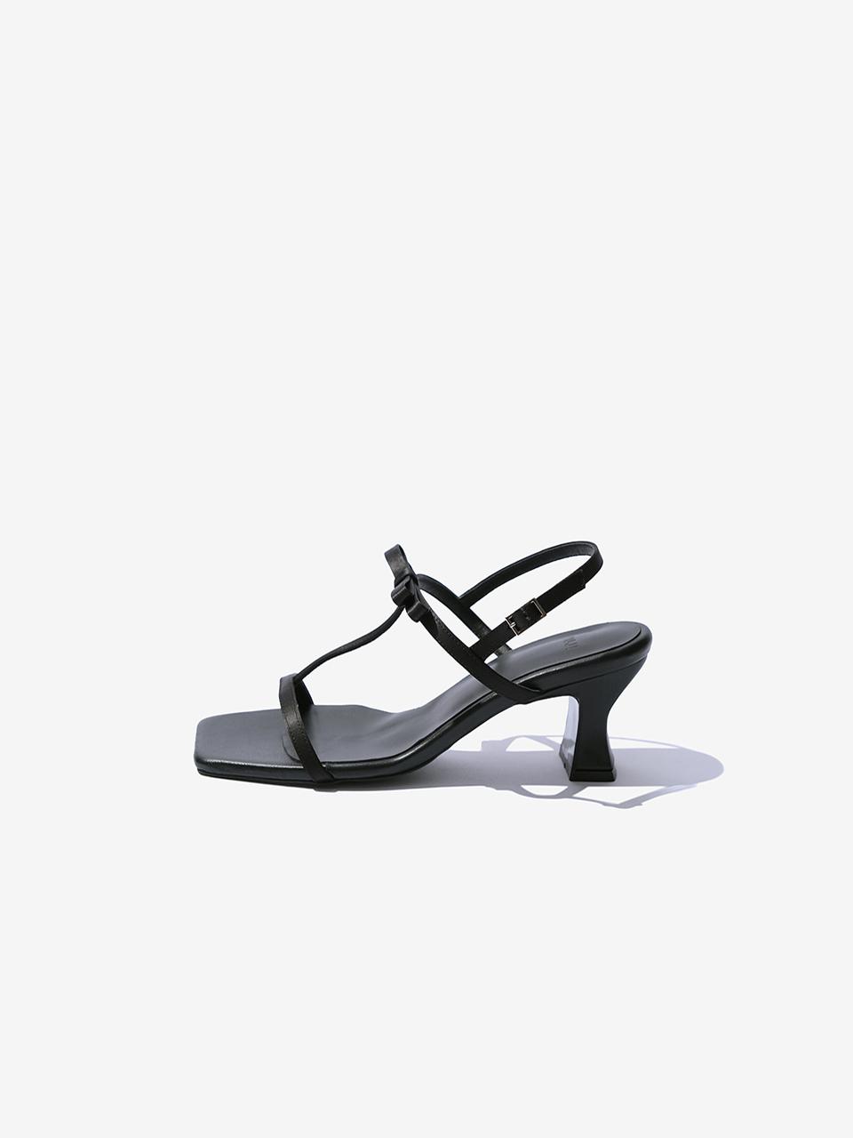 YUJI SATIN RIBBON STRAP 6CM SANDAL [BLACK]