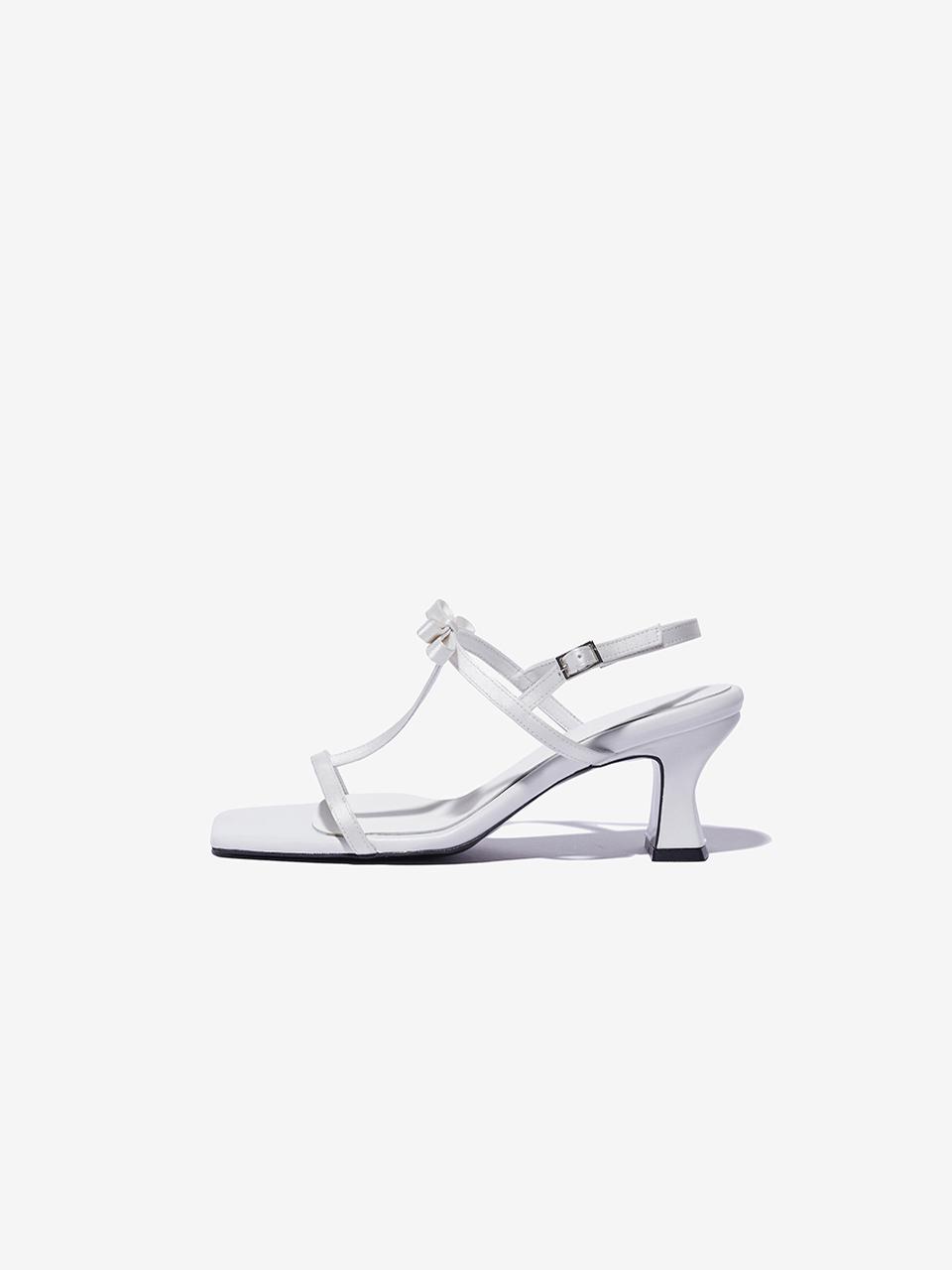YUJI SATIN RIBBON STRAP 6CM SANDAL [WHITE]
