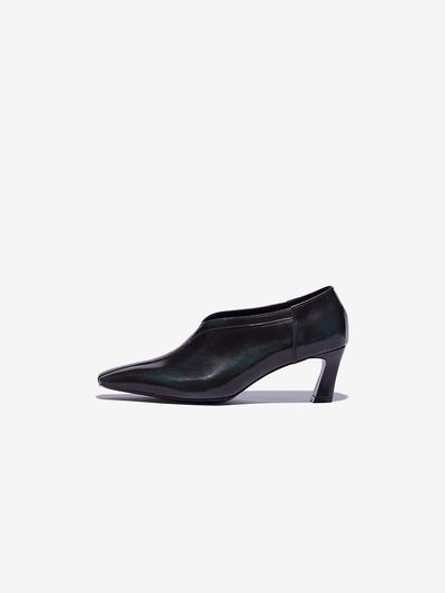 YUJI SPEAR HEEL 6cm COWSKIN PUMPS [GREEN]