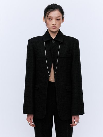 YUJI TWEED SETUP JACKET BLACK