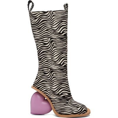 YUME YUME YUME YUME SSENSE Exclusive Black & White Zebra Love Tall Boots