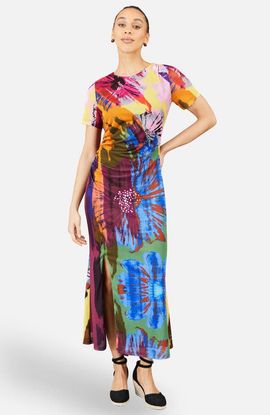 Yumi Yumi Abstract Floral Mesh Maxi Dress