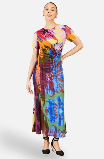 Yumi Yumi Abstract Floral Mesh Maxi Dress