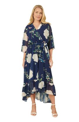 Yumi Yumi Bird And Floral Print Midi Wrap Dress