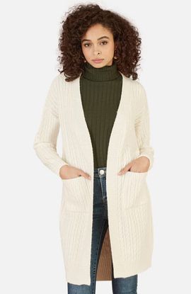 Yumi Yumi Cable Knit Long Sleeve Long Cardigan