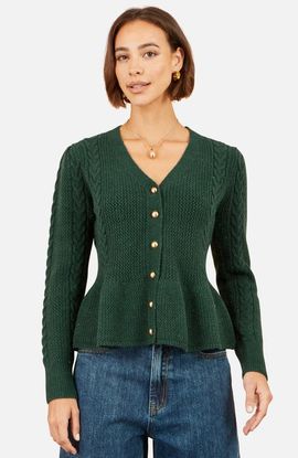 Yumi Yumi Cable Knit Peplum Cardigan