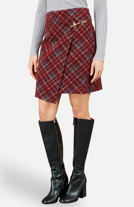 Yumi Yumi Check Wrap Mini Skirt