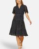 Yumi Yumi Dot Print Mesh Stretch Midi Skater Dress - 1