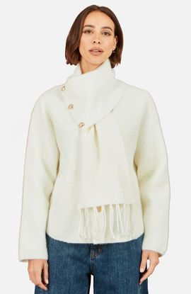 Yumi Yumi Eyelash Knit Scarf Neck Cardigan