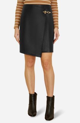 Yumi Yumi Faux Leather Wrap Mini Skirt