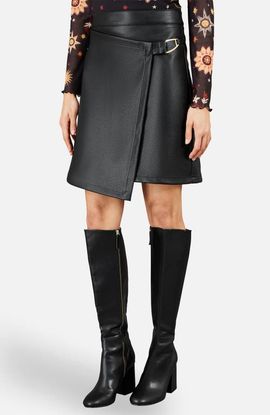 Yumi Yumi Faux Leather Wrap Skirt