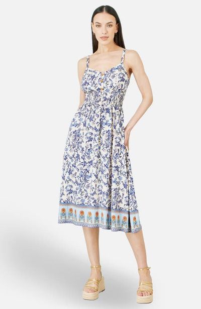 Yumi Yumi Floral Border Print Midi Sun Dress