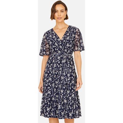 Yumi Yumi Floral Mesh Wrap Dress