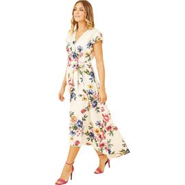Yumi Yumi Floral Print Dip Hem Wrap Dress