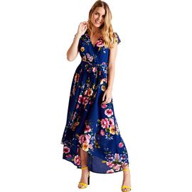 Yumi Yumi Floral Print Dipped Hem Wrap Midi Dress