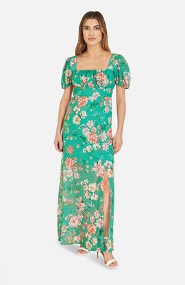 Yumi Yumi Floral Print Square Neck Maxi Dress