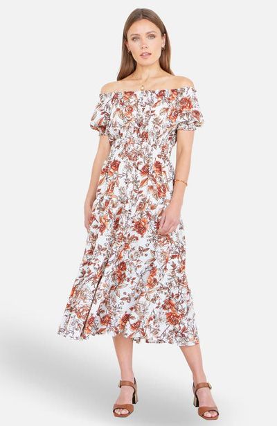 Yumi Yumi Floral Ruched Waist Midi Dress