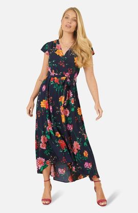 Yumi Yumi Flower Print Wrap Midi Dress