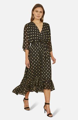 Yumi Yumi Foil Print Wrap Over Dress