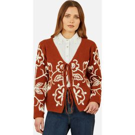 Yumi Yumi Folk Embroidered Tie Front Cardigan