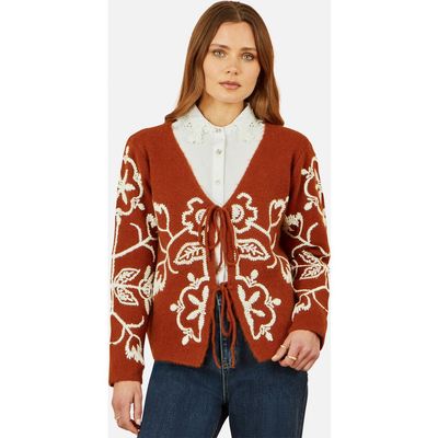 Yumi Yumi Folk Embroidered Tie Front Cardigan