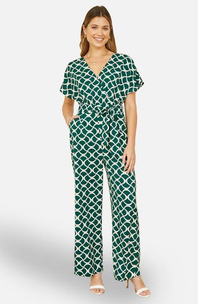 Yumi Yumi Geometric Print Wrap Jumpsuit