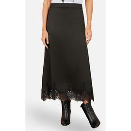 Yumi Yumi Lace Trim Satin Midi Skirt
