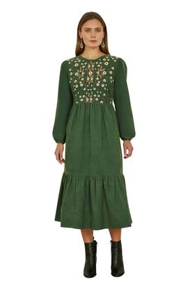 Yumi Yumi Long Sleeve Embroidered Midi Dress