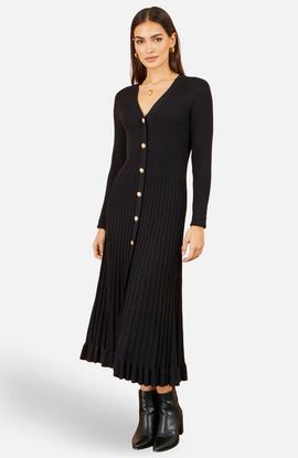 Yumi Yumi Long Sleeve Ribbed Midi Knit Dress