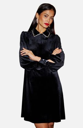 Yumi Yumi Long Sleeve Velvet Tunic Dress