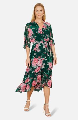 Yumi Yumi Midi Dip Hem Wrap Midi Dress