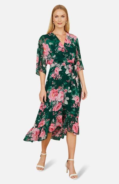 Yumi Yumi Midi Dip Hem Wrap Midi Dress